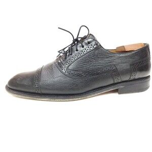 Mezlan Marque Shoes Men's 10 M Black Leather Brogue Cap Toe Oxford Lace Dress